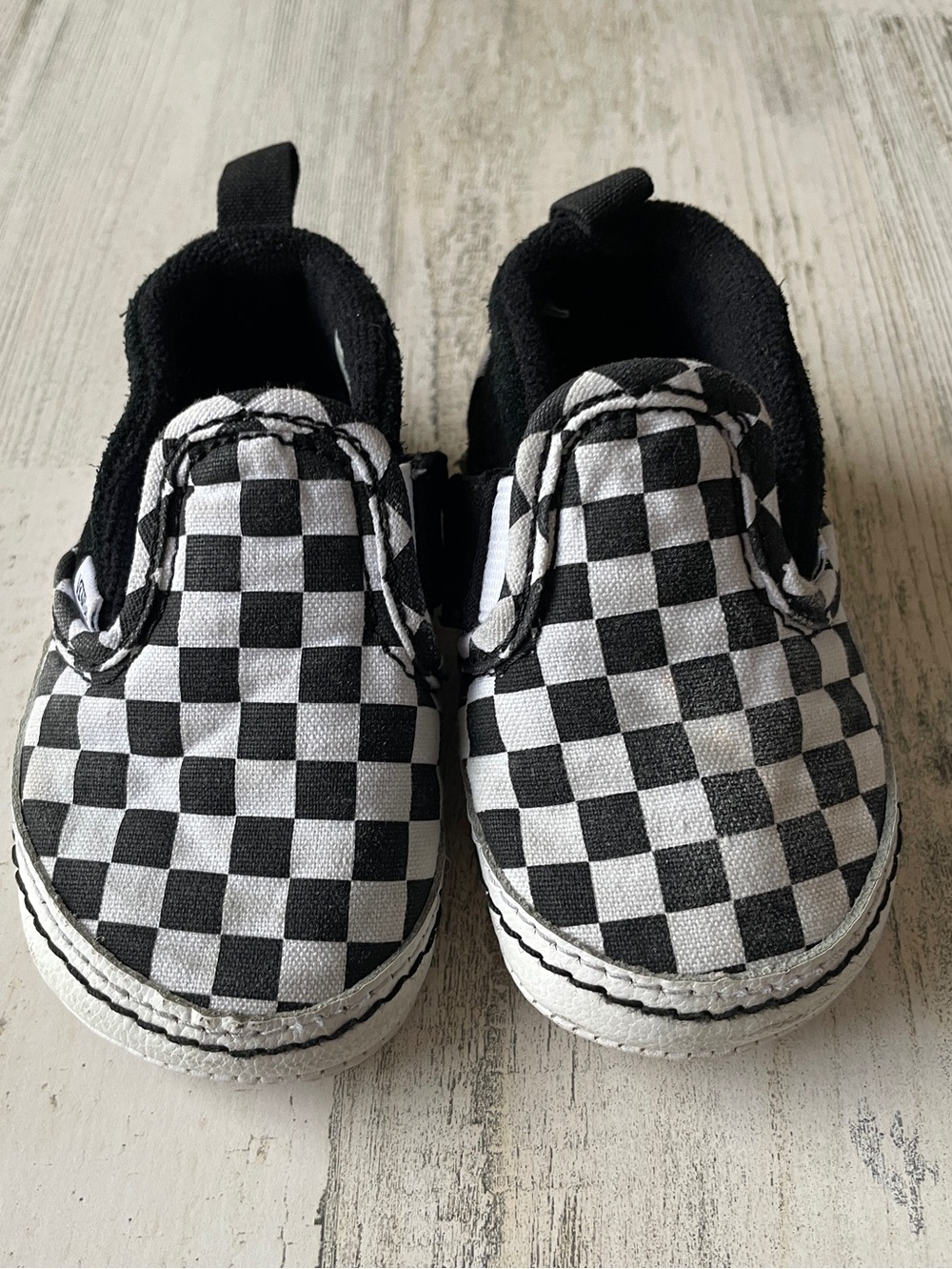 Vans Kids Black and White Checkerboard Slip-On Sneakers Infant SZ 3 EUC